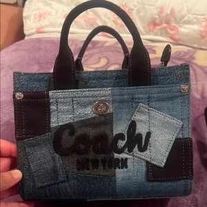 Coach Blue and Black Patchwork Tote